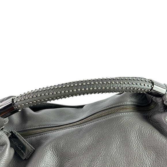Genuine KENNETH COLE Grey Pebbled Slouchy Leather Shoulder Bag Crossbody - Picture 9 of 11